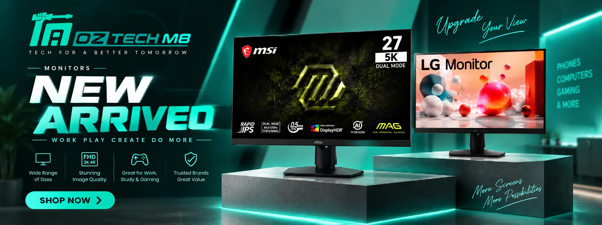 New arrived MSI and LG monitors banner